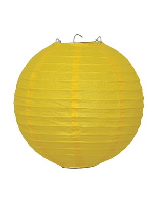 Lampion 25 cm geel papier