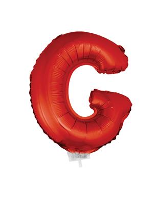 Folieballon 16" met stokje letter G rood