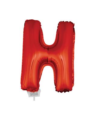 Folieballon 16" met stokje letter H rood