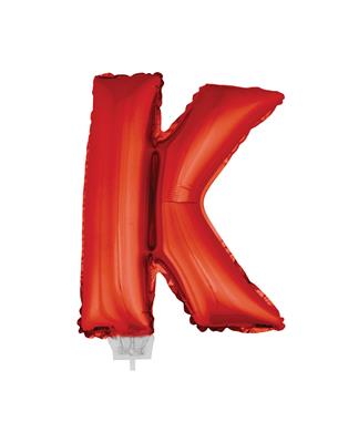 Folieballon 16" met stokje letter K rood