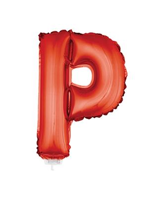 Folieballon 16" met stokje letter P rood