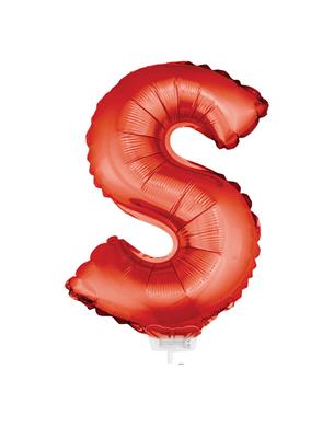 Folieballon 16" met stokje letter S rood