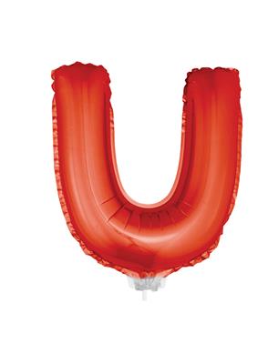 Folieballon 16" met stokje letter U rood