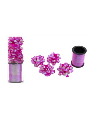 Cadeaulint 10m met 4 strikjes fuchsia