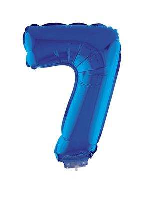 Folieballon 16" met stokje cijfer 7 blauw