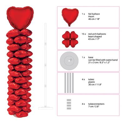 Stand met 16 folieballonnen valentijn