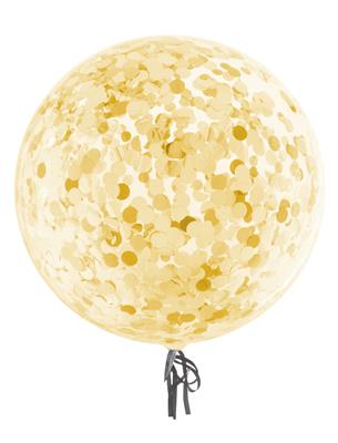 Bubbel ballon 18" met confetti goud transparant