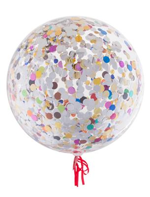 Bubbel ballon 18" met confetti multicolor