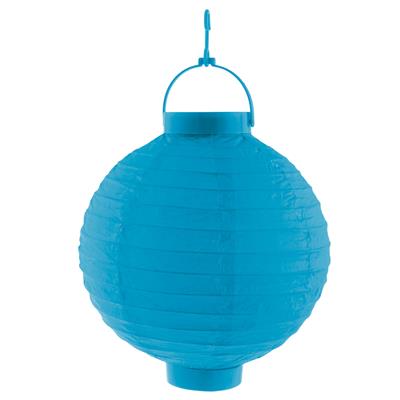 Lampion papier blauw 20 cm met licht