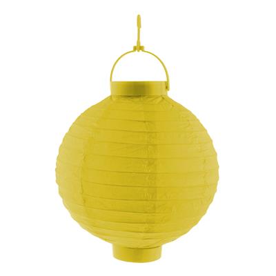 Lampion papier geel 20 cm met licht