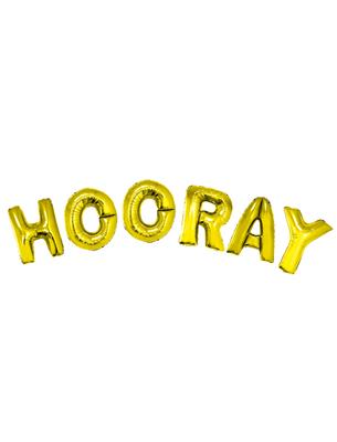 Ballonnenset 40" Hooray goud met lint 5m