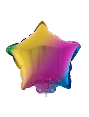 Folieballon 11" met stokje ster regenboog