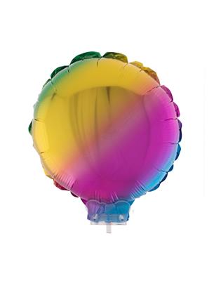 Folieballon 11" met stokje rond regenboog