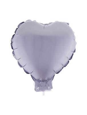 Folieballon 11" met stokje hart chroom zilver