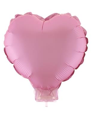 Folieballon 11" met stokje hart chroom roze