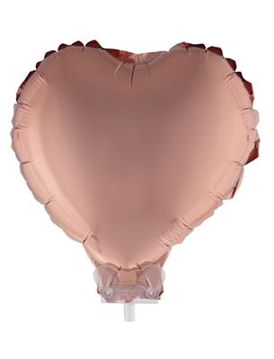 Folieballon 11" met stokje hart rosé koper