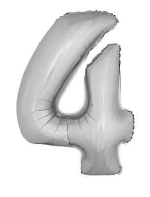 25 folieballonnen 40" cijfer 4 zilver