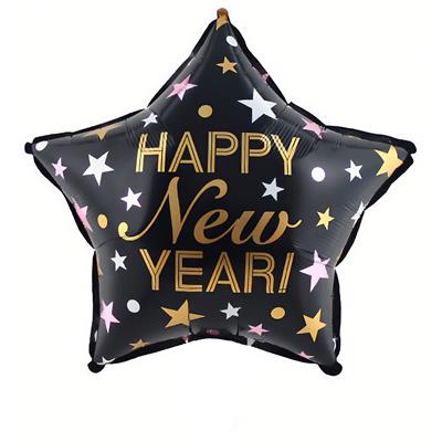 Folieballon 18" ster Happy New Year