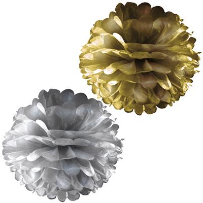 2 pompons 50 cm 2 kleuren