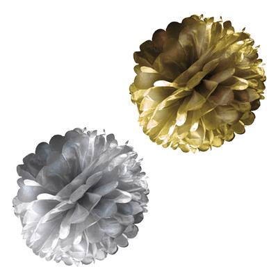 2 Pompons 30 cm 2 kleuren