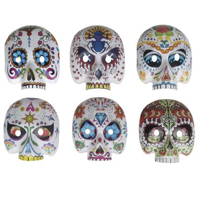 Masker  Dia de los Muertos 6 ass