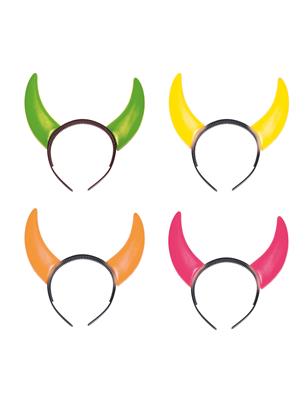 Diadeem met duivelhoorns fluo 4 ass