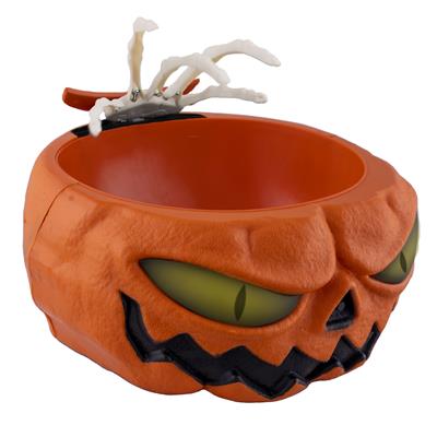 Halloween snoepkom met skelet hand