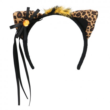 Set Cute Leopard (Diadeem, choker, 2 armbanden, staart)