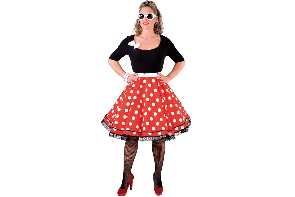  Rock  en  roll  jurk rood met zwart en  witte stippen 